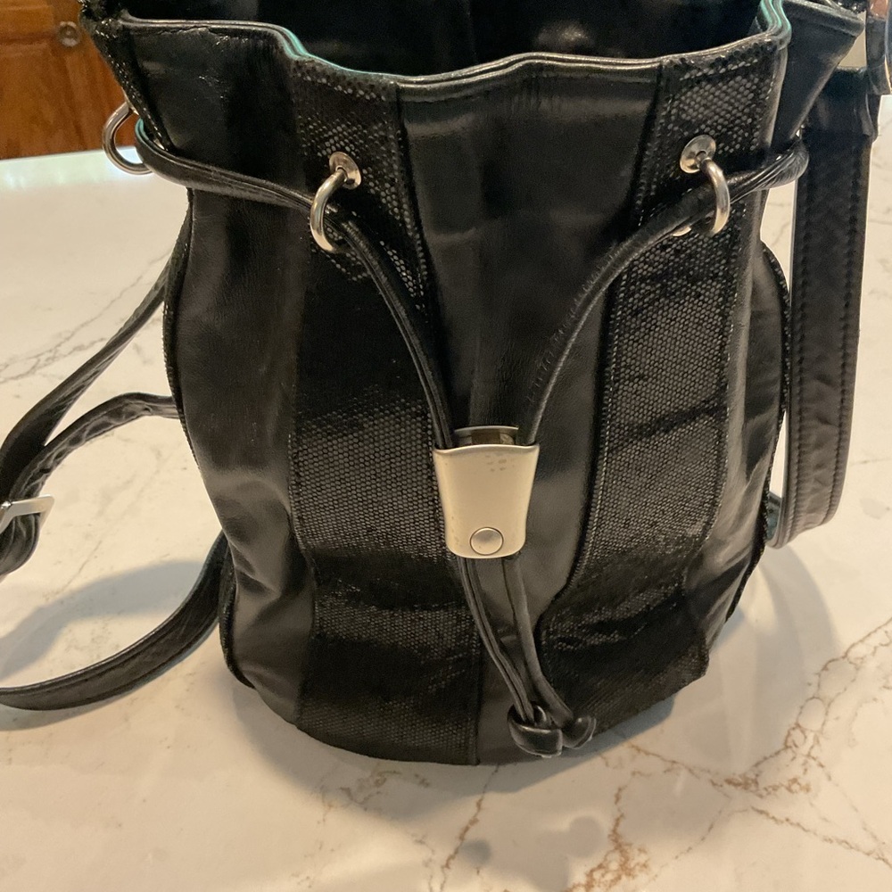 Mazzantia Elegant Leather Black Bucket Bag Italy - Picture 5 of 5